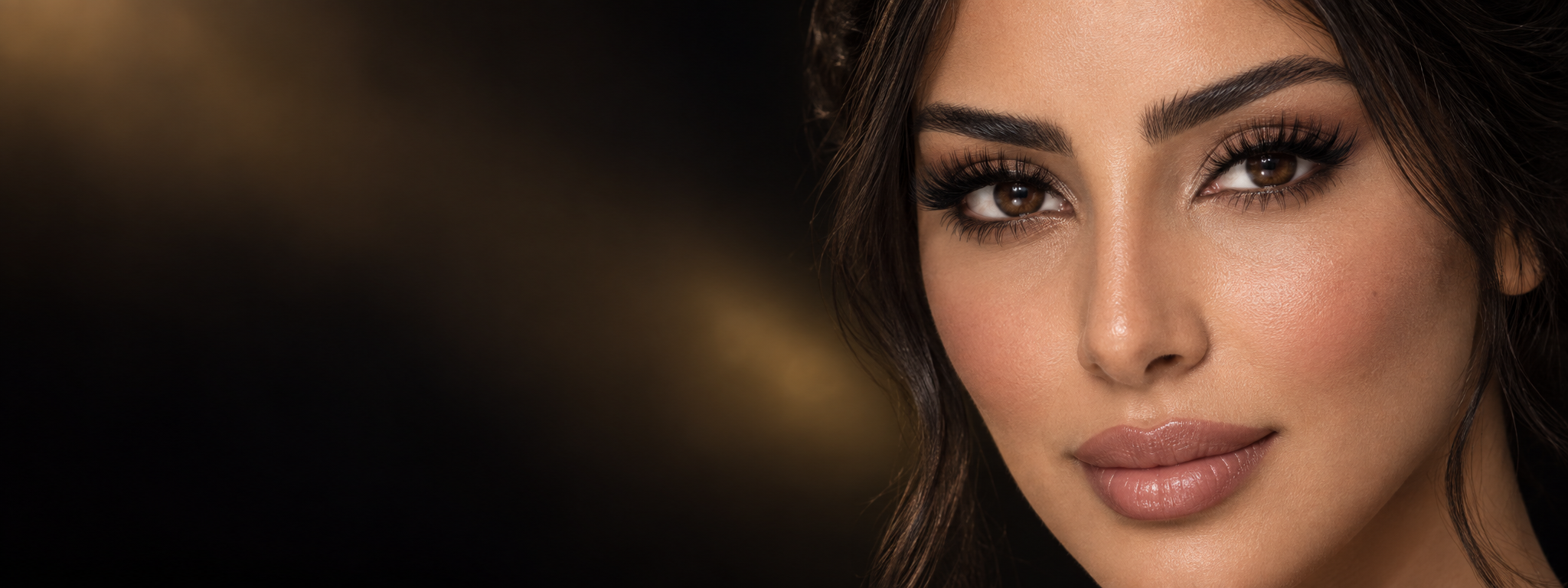 Close-up portrait focusing on elegant silk eyelash extensions