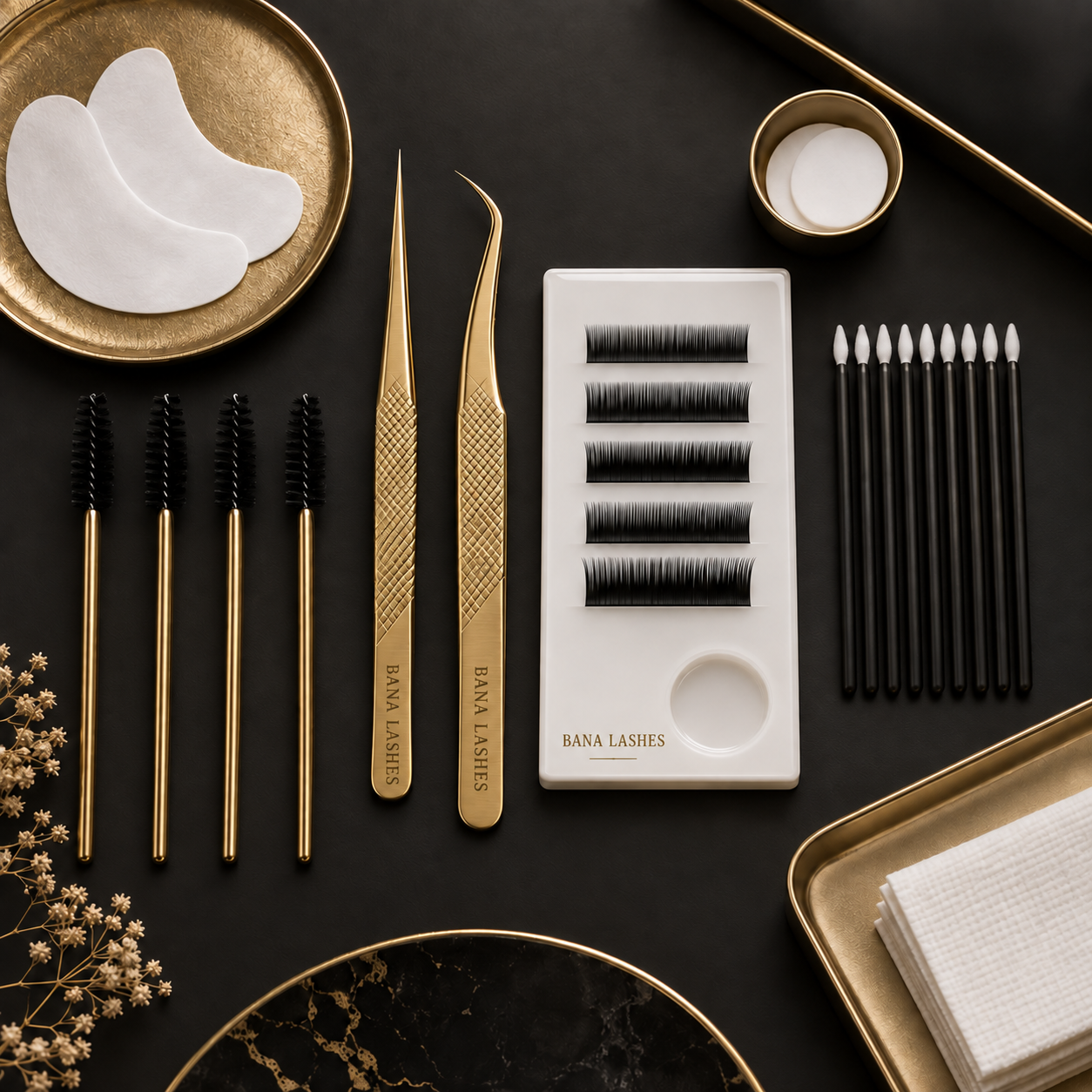 Bana Lashes branded professional eyelash extension tools
